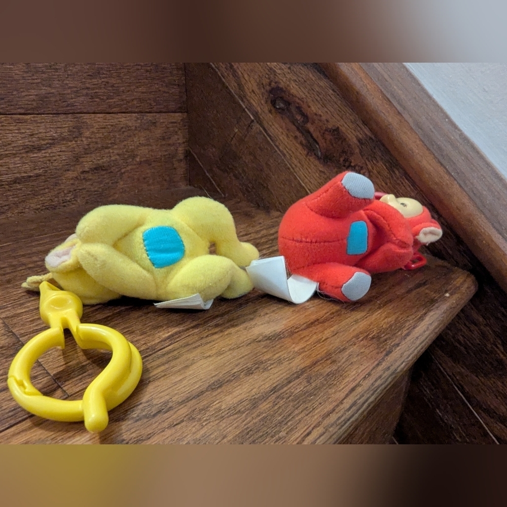 vintage Teletubbies Keychain Backpack 4” Plush Clip Laa Laa & Po Tinky Winky - Picture 3 of 13